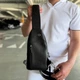 Легкий чоловічий слінг з натуральної шкіри Tiding Bag сумка-слінг, месенджер через плече 32 x 18 x 5 см Чорний (906809) - зображення 3