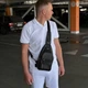 Легкий чоловічий слінг з натуральної шкіри Tiding Bag сумка-слінг, месенджер через плече 32 x 18 x 5 см Чорний (906809) - зображення 6
