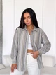 Стильна жіноча сорочка oversize з льону у смужку casual INNOE 300055-2, р. 58-60 Світло-сірий - изображение 3