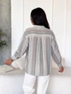 Стильна жіноча сорочка oversize з льону у смужку casual INNOE 300055-2, р. 58-60 Світло-сірий - изображение 4