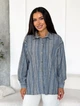 Стильна жіноча лляна oversize сорочка у смужку casual INNOE 300055-2, р. 58-60 Темно-сірий - зображення 3