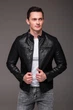 Чоловіча куртка з екошкіри Slim Fit, чорна, розмір 50 - изображение 12