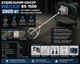 Миксер для бетона и смесей строительный ручной смешиватель 2000 Вт 220в Boxer BX-1500 - изображение 8