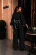 Рубашка женская из костюмной ткани Zara прямого кроя с регулируемой талией на поясе, V-образным вырезом и декоративными пуговицами больших размеров G&M k-132145 50-52 Размер цвет черный - изображение 3