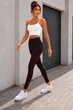 Леггинсы женские из эластичного дайвинга Skinny с высокой посадкой, поясом на резинке и декоративной россыпью камней G&M k-132195 S-M Размер цвет шоколад - зображення 3