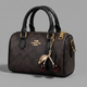 Жіноча коричнева сумка Coach Rowan Satchel з монограмою та брелоком-вишнею, сумка Коач через плече Коач ART161 - зображення 1