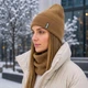 Вязаный комплект шапка и снуд Luxyart унисекс капучино (KO-130) - изображение 1