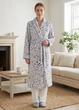 Халат флісовий М.Ф-002 ШАЛЬ Листочки Сірий, 60-62 - изображение 1