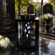 Лампадка сонячна квадратна чорна LED 28 см із 3 білими свічками та скляними вставками - зображення 2