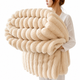 Плед Coral Fleece CF-18 Рельєфні смуги 180×200 см Beige (3_08637) - зображення 2
