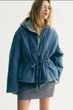Женская утепленная куртка H&M из стеганного денима Oversize denim blue\блакитний S, арт.1322243002 - изображение 1