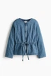 Женская утепленная куртка H&M из стеганного денима Oversize denim blue\блакитний S, арт.1322243002 - изображение 4