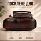 Мужская нагрудная сумка слинг 31×18×5 из натуральной гладкой лакированной кожи Qvant (668к) - Коричневая - изображение 4