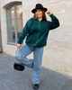 Пальто кофта пухнаста подовжена пряма з альпаки на блискавці з капюшоном для повних розмір оверсайз 48-56 зелений МС 89450 - зображення 7