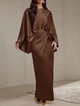 Атласна сукня з рукавами «Кажан» ElborDress, коричнева, one size - зображення 3