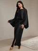 Атласна сукня з рукавами «Кажан» ElborDress, чорна, one size - зображення 2
