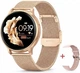 Умные женские смарт часы Smart Melisia Gold watch для android и ios с круглым циферблатом золотистые с двумя ремешками металическим и силиконовым - изображение 1
