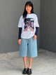 Футболка хлопковая оверсайз длинная женская Uniqlo 313646846 M Белая с принтом (1161952333) - изображение 3