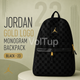 Городской рюкзак JORDAN Gold Logo Monogram Backpack Black, чёрный с монограммой 23 и передним карманом - изображение 1
