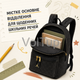 Чёрный рюкзак JORDAN Gold Logo Monogram Backpack Black с принтом 23, вместительный городской для работы и поездок - изображение 2