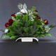 Ритуальна композиція GALA DECOR з 16 штучних оксамитових білих та бордових троянд у кашпо 60х40 см - зображення 2