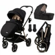Детская универсальная коляска 2 в 1 Kidwell Velmont Black/Gold (люлька и прогулочный блок, амортизация, легкая алюминиевая рама) - изображение 2