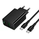 Адаптер сетевой HOCO C to C cable Leader charger set CS94A |1USB/1Type-C, PD/QC, 20W/3A| 5184955 - зображення 3