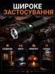 Фонарик ручной LED аккумуляторный с магнитом и зумом, корпус из анодированного алюминия, диффузором, черный - изображение 7