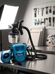 Краскопульт Makita AH1000L 1000 Вт электрический пневматический распылитель краски 220 В бак 0.9 л производительность 0.55 л мин сопло 2.5 мм вязкость 80 DIN с регулировкой подачи материала ширины факела компрессором шлангом для покраски лакировки бытовых - изображение 2