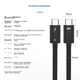 Кабель Kaiboer US004 USB Type-C - USB Type-C Thunderbolt 4 8K 60 Гц 2 м - изображение 7