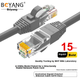 Патч-корд BOYANG BY-615H Cat 6 1 Гбит/с медь 24AWG PoE 15 м Серый - изображение 2