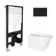 Готовое решение Qtap для ванной комнаты: подвесной унитаз Swan Ultra Quiet 485x360x320 + комплект инсталляции Standard (круглая кнопка Black) - изображение 1