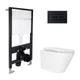 Готовое решение Qtap для ванной комнаты: подвесной унитаз Swan Ultra Quiet 485x360x320 + комплект инсталляции Standard (линейная кнопка Black) - изображение 1