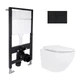 Готовое решение Qtap для ванной комнаты: подвесной унитаз Jay Rimless 485x360x320 + комплект инсталляции Standard (круглая кнопка Black) - изображение 1