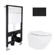 Готовое решение Qtap для ванной комнаты: подвесной унитаз Jay Ultra Quiet 485x360x320 + комплект инсталляции Standard (круглая кнопка Black) - изображение 1