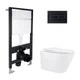 Готовое решение Qtap для ванной комнаты: подвесной унитаз Swan Rimless 520x360x320 + комплект инсталляции Standard (линейная кнопка Black) - изображение 1