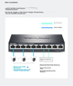 Коммутатор TP-LINK TL-SL1210LP гигабитный 8-портовый PoE для видеонаблюдения, стальной корпус - изображение 7