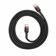 Зарядний кабель Baseus Cafule PD2.0 60W Type-C to Type-C 3A 1m Black/Red (CATKLF-G91) - зображення 2