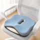 Ортопедическая подушка для сидения с отверстием Memory Foam 38х30х6 см для кресла, авто голубая - изображение 2