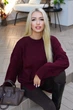 Жіночий светр-туніка оверсайз 6021, бордовий, one size - изображение 5