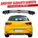 Накладка на задний бампер SEAT Leon Сеат Леон диффузор универсальный цвет черно серебристый - изображение 1