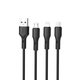 Кабель USB XO NB230 Rock Series 3in1 с быстрой зарядкой для Micro-USB Type-C Lightning черный - изображение 3