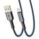 Кабель USB YOKI SMART YK-SM31 Type-C 3A 2m с LED индикатором быстрая зарядка из цинкового сплава Black - изображение 2