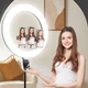 Студийная кольцевая LED-лампа Cat Design 45 см, розовая, 3 держателя, высокая стойка, пульт - изображение 10