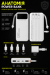Повербанк FOYU FO-9022 30000 мАг Power Bank зарядний пристрій зовнішній акумулятор 10,5 Вт для телефона смартфона iPhone планшета з 4 вбудованими кабелями USB Type-C Micro-USB Lightning USB-A 2 USB портами LED дисплеєм ремінцем на 3 пристрої білий - зображення 2