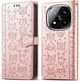 Чехол Embossed Cat and Dog для Xiaomi Redmi Note 15 Pro 5G книжка кожа PU с визитницей розовое золото - изображение 7