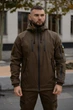 Куртка чоловіча SoftShell на мікрофлісі, кольору хакі, водонепронекна куртка з матеріалу софтшел для зами 4XL - зображення 2