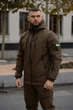 Куртка чоловіча SoftShell на мікрофлісі, кольору хакі, водонепронекна куртка з матеріалу софтшел для зами 4XL - зображення 5
