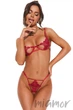 Комплект белья открытый с ажурными вставками Obsessive Luise Sublim Set L/XL Красный - изображение 1