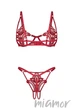 Комплект белья открытый с ажурными вставками Obsessive Luise Sublim Set L/XL Красный - изображение 7